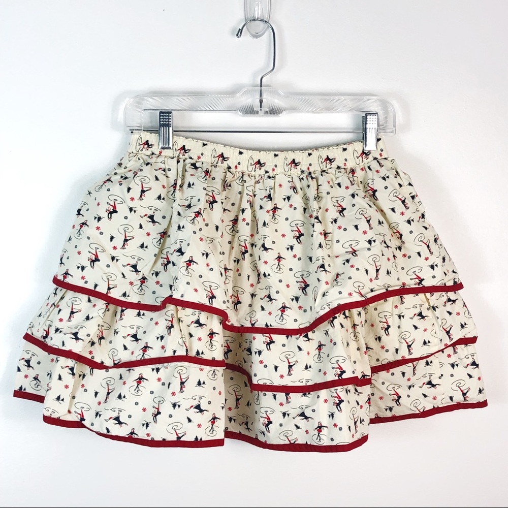 Lands End Girls Ice Skating Print Tiered Skirt